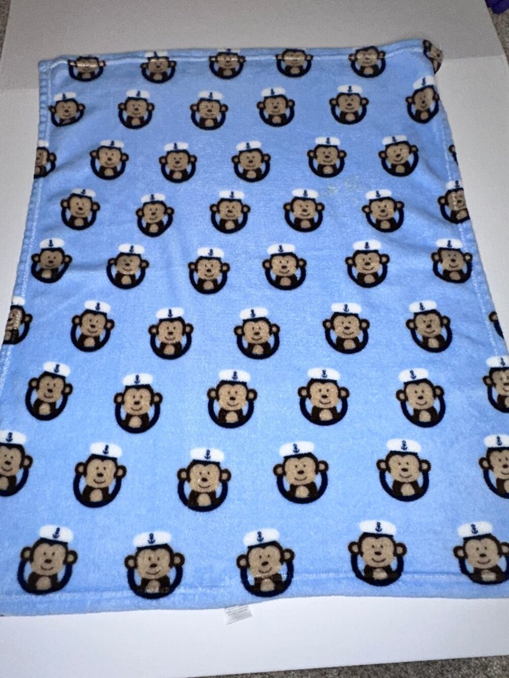 Garanimals Sailor Monkey Blue Baby Blanket Captain Hat Nautical Lovey security